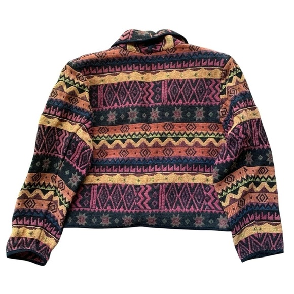 Fiorlini International Southwest Tapestry Cropped Striped Buttoned Coat Jacket M - Picture 2 of 7